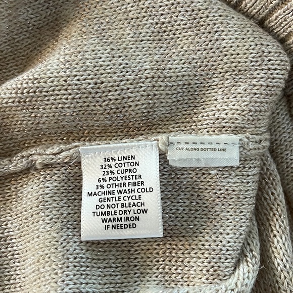 LOFT Cream and Soft Gold Shimmer linen blend Sweater - Picture 4 of 4